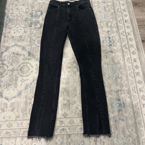 Abercrombie & Fitch Women's The Skinny High Rise Curve Black Slit Jeans 26 2R - Picture 2 of 15